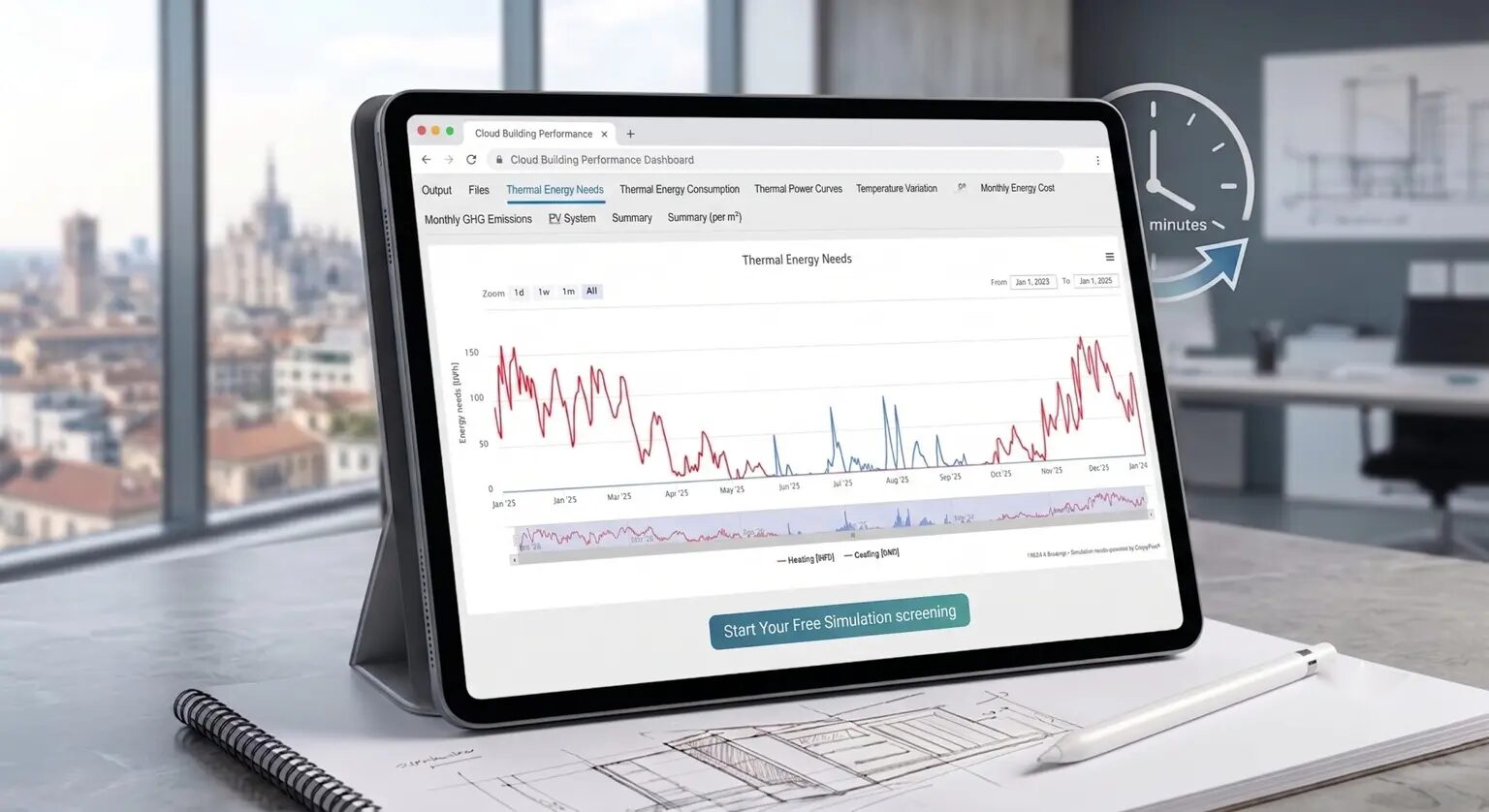EnergyPlus simulation running in a browser on the FREDS platform