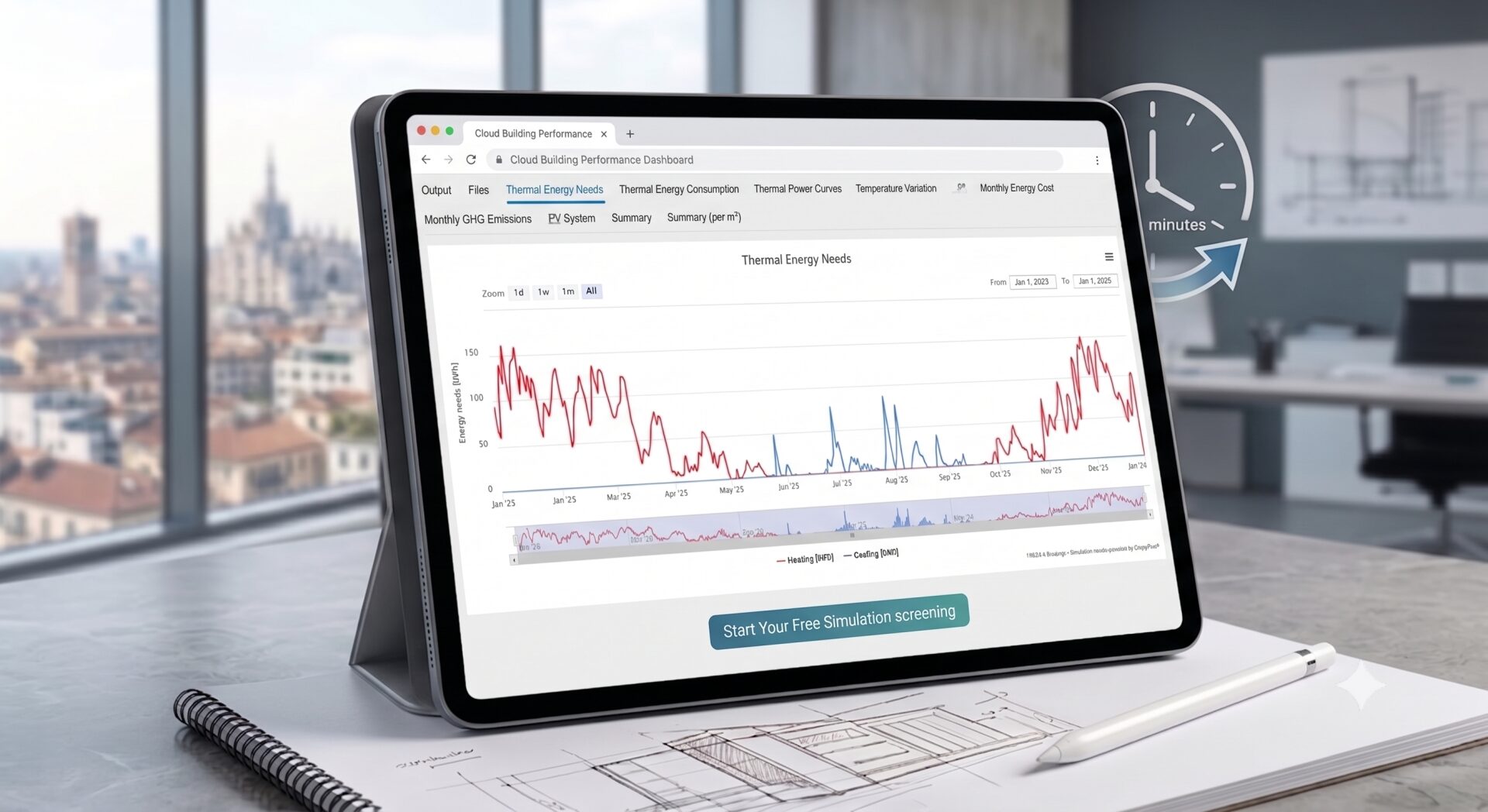EnergyPlus simulation running in a browser on the FREDS platform